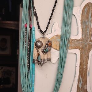Turquoise and Silver Pendant Necklace